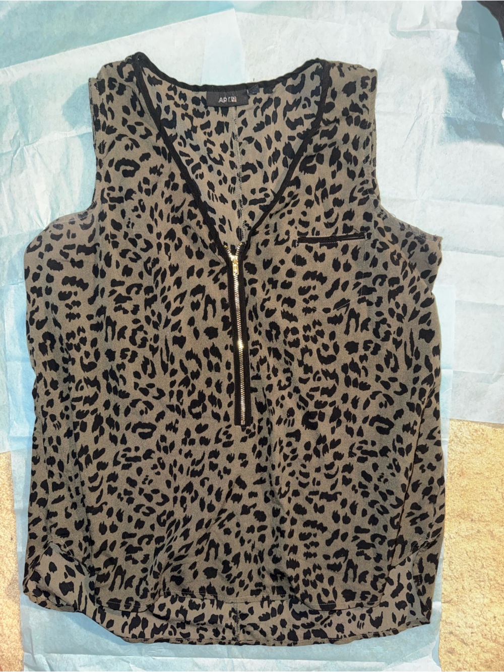 Apt. 9 Tan and Black Leopard Print Strapless Bustier